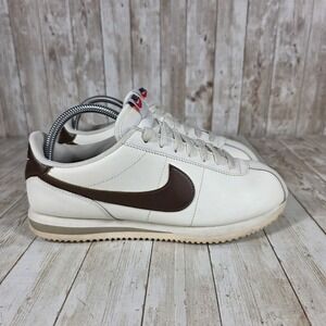 Nike Cortez Sneakers Leather Casual Walking Shoes‎ White Brown Size 9.5